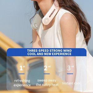Portable Hanging Neck Sports Fan, Hand Free Neck Fan, USB Rechargeable.